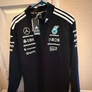 NWT Adidas MERCEDES - AMG PETRONAS F1 TEAM 1/4 ZIP Mens Size L Sold Out online